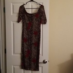 Floral & cheetah print dress